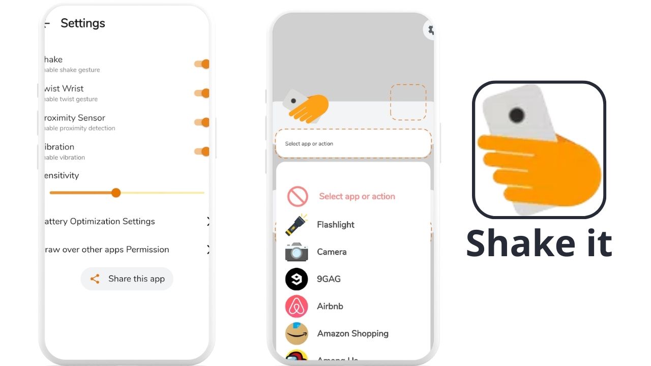 تحميل تطبيق فتح التطبيقات من طريق هز الهاتف Shake it للاندرويد والايفون اخر اصدار